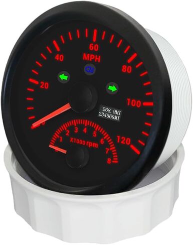 ELING 3 3/8'' Universal Speedometer GPS Gauge 0-120MPH Odometer with Tachometer 8000RPM Red Backlight 12V 24V for Truck RV Sailboat in Saudi Arabia