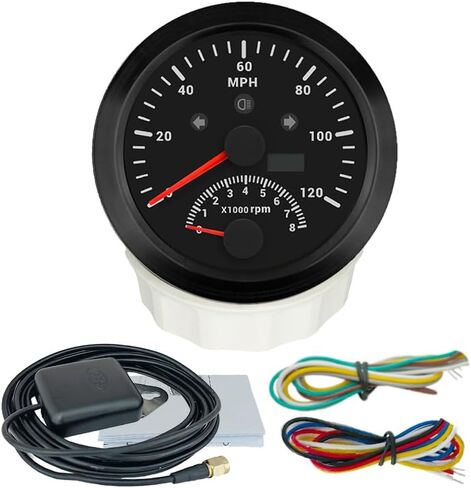 ELING 3 3/8'' Universal Speedometer GPS Gauge 0-120MPH Odometer with Tachometer 8000RPM Red Backlight 12V 24V for Truck RV Sailboat in Saudi Arabia