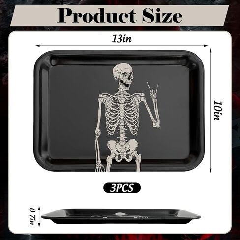 Whaline 3Pcs Halloween Serving Trays Black Skeleton Plastic Platter Serving Dishes for Party Sharing Snack Fruit Dessert Supplies in Saudi Arabia