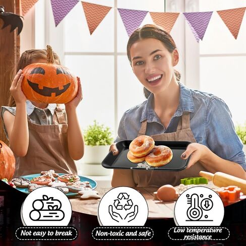 Whaline 3Pcs Halloween Serving Trays Black Skeleton Plastic Platter Serving Dishes for Party Sharing Snack Fruit Dessert Supplies in Saudi Arabia