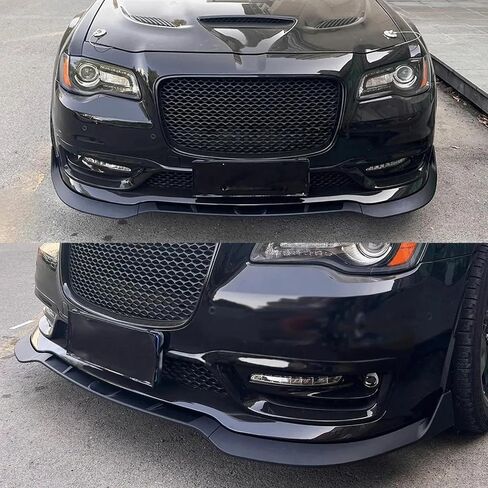 Front Bumper Lip Splitter 3Pcs V3 Style Compatible with For Chrysler 300 C S SRT 2015-2023 (Glossy Black, SRT style) in Saudi Arabia