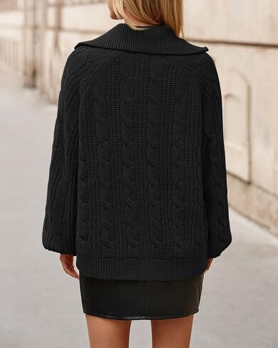 BTFBM Sweaters for Women Fall Fashion 2025 Loose Quarter Zip Pullover Collared Long Sleeve Cable Knit Winter Clothes in Saudi Arabia