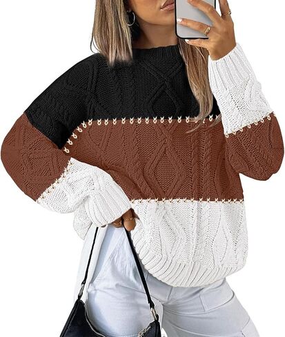 Disamer Womens Sweaters Oversized Cable Knit Sweater Fall Clothes 2025 Fashion Outfits Long Sleeve Crewneck Chunky Pullover in Saudi Arabia