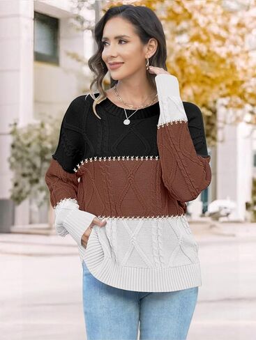 Disamer Womens Sweaters Oversized Cable Knit Sweater Fall Clothes 2025 Fashion Outfits Long Sleeve Crewneck Chunky Pullover in Saudi Arabia