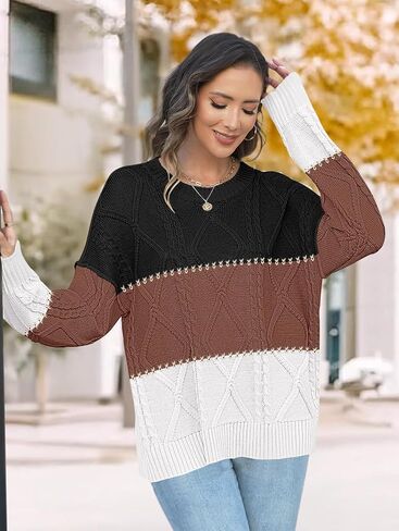 Disamer Womens Sweaters Oversized Cable Knit Sweater Fall Clothes 2025 Fashion Outfits Long Sleeve Crewneck Chunky Pullover in Saudi Arabia