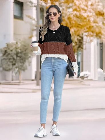 Disamer Womens Sweaters Oversized Cable Knit Sweater Fall Clothes 2025 Fashion Outfits Long Sleeve Crewneck Chunky Pullover in Saudi Arabia