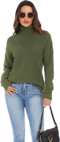 المرأة الياقة المدورة المتضخم كابل متماسكة البلوزات 2025 خريف شتاء العصرية العمل بلوزة كاجوال دافئ دافئ كم طويل متماسكة القمم in Kuwait