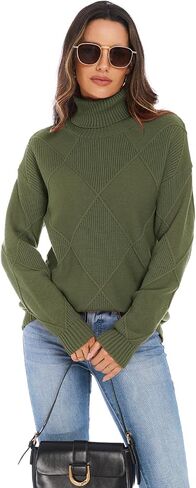 المرأة الياقة المدورة المتضخم كابل متماسكة البلوزات 2025 خريف شتاء العصرية العمل بلوزة كاجوال دافئ دافئ كم طويل متماسكة القمم in Kuwait