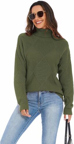 المرأة الياقة المدورة المتضخم كابل متماسكة البلوزات 2025 خريف شتاء العصرية العمل بلوزة كاجوال دافئ دافئ كم طويل متماسكة القمم in Kuwait