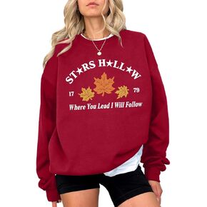 KIEKIECOO المرأة Crewneck البلوز الخريف ورقة خمر الجرافيك بلوزات رسالة قطرة الكتف كم طويل البلوز القمم in Kuwait