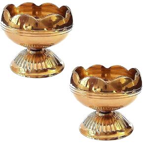 Craftsman Pure Virgin Brass Diwali Puja Jyoti Diya Indian Pooja Oil Lamp Dia Deepawali Diya/Oil Lamp/Candle Tea Light Holder/Diwali Decoration. Indian Gift Items (Pack of 2) in Saudi Arabia