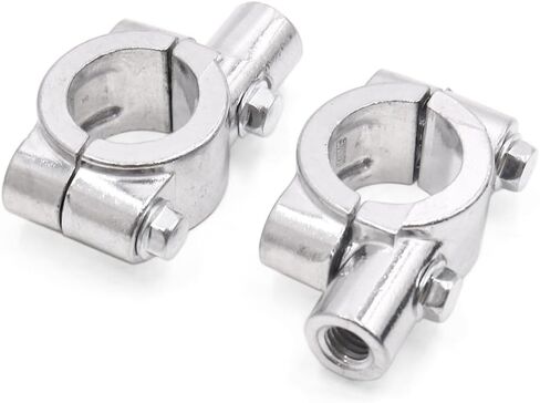 uxcell 2Pcs 8mm Thread 7/8" Motorcycle Handlebar Rearview Mirror Holder Clamp Adaptor Silver Tone in Saudi Arabia