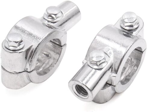 uxcell 2Pcs 8mm Thread 7/8" Motorcycle Handlebar Rearview Mirror Holder Clamp Adaptor Silver Tone in Saudi Arabia