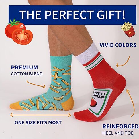 Crazy Socks Snack & Junk Food Themes, Funny Silly Novelty Crew Socks Gift for Men Women Tomato in Saudi Arabia
