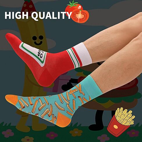 Crazy Socks Snack & Junk Food Themes, Funny Silly Novelty Crew Socks Gift for Men Women Tomato in Saudi Arabia