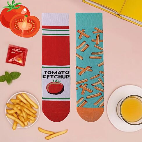 Crazy Socks Snack & Junk Food Themes, Funny Silly Novelty Crew Socks Gift for Men Women Tomato in Saudi Arabia