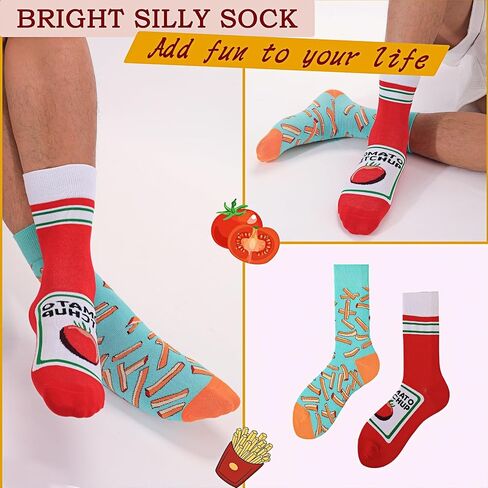 Crazy Socks Snack & Junk Food Themes, Funny Silly Novelty Crew Socks Gift for Men Women Tomato in Saudi Arabia