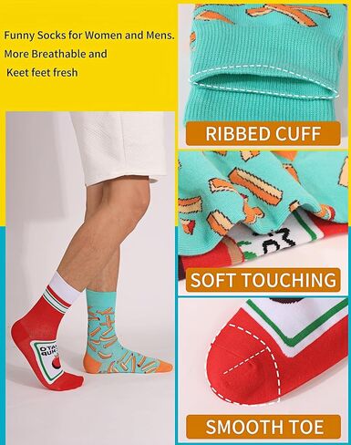 Crazy Socks Snack & Junk Food Themes, Funny Silly Novelty Crew Socks Gift for Men Women Tomato in Saudi Arabia