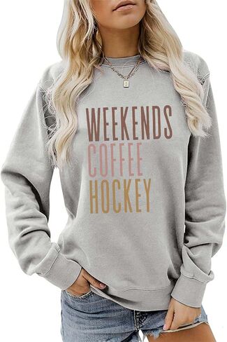 عطلة نهاية الأسبوع القهوة هوكي البلوز هوكي أمي سترة المرأة Crewneck لعبة يوم البلوفرات القمم ريترو هوكي عاشق قميص in Kuwait