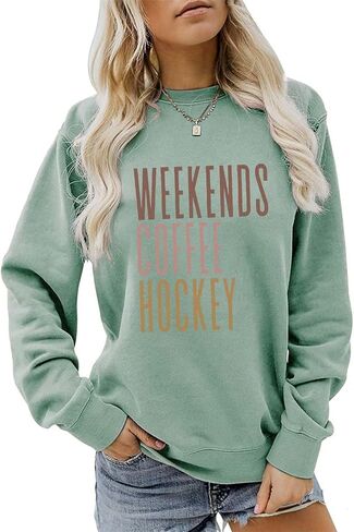 عطلة نهاية الأسبوع القهوة هوكي البلوز هوكي أمي سترة المرأة Crewneck لعبة يوم البلوفرات القمم ريترو هوكي عاشق قميص in Kuwait