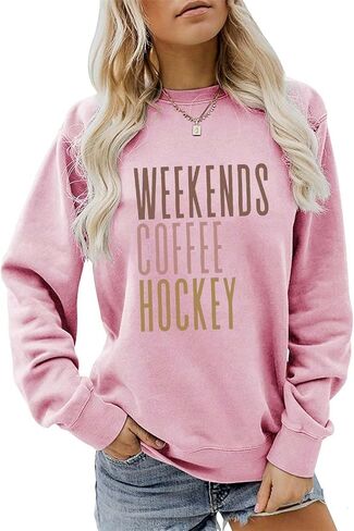عطلة نهاية الأسبوع القهوة هوكي البلوز هوكي أمي سترة المرأة Crewneck لعبة يوم البلوفرات القمم ريترو هوكي عاشق قميص in Kuwait