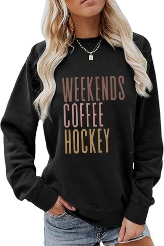 عطلة نهاية الأسبوع القهوة هوكي البلوز هوكي أمي سترة المرأة Crewneck لعبة يوم البلوفرات القمم ريترو هوكي عاشق قميص in Kuwait