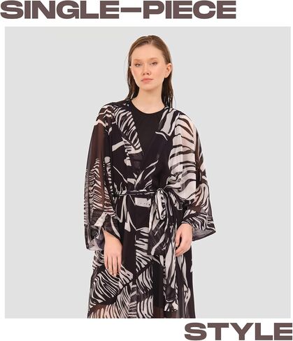 Swimsuit Cover-Up for Women | Open-Front Belted Long Kimono Cover-Ups | Beachwear in Saudi Arabia