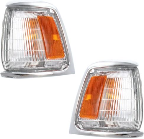 For 1989-1991 Toyota Pickup Front Parking/Cornering Lights Driver and Passenger Side Pair 2WD w/Chrome For TO2520122 in Saudi Arabia