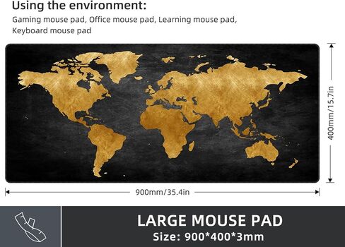 Rinaze Extra Large Gaming Mouse Pad with White Topographic, XXL Mousepad, Big Mouse Mat Desk Pad, Non Slip Keyboard Pad for Gaming Computer Laptop PC Office Desk Accessories in Saudi Arabia