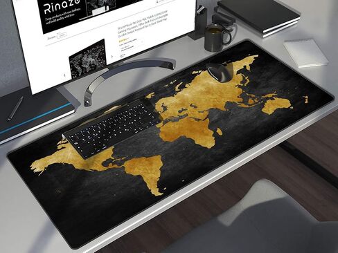 Rinaze Extra Large Gaming Mouse Pad with White Topographic, XXL Mousepad, Big Mouse Mat Desk Pad, Non Slip Keyboard Pad for Gaming Computer Laptop PC Office Desk Accessories in Saudi Arabia