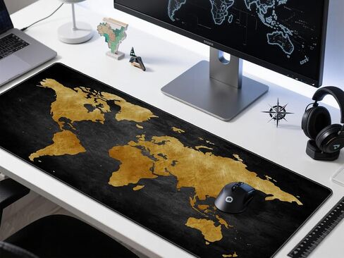 Rinaze Extra Large Gaming Mouse Pad with White Topographic, XXL Mousepad, Big Mouse Mat Desk Pad, Non Slip Keyboard Pad for Gaming Computer Laptop PC Office Desk Accessories in Saudi Arabia