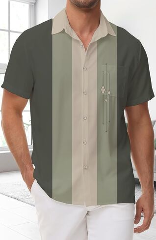 Men Button Bowling Hawaiian Shirt: Casual Summer Beach Short Sleeve Clothes in Saudi Arabia