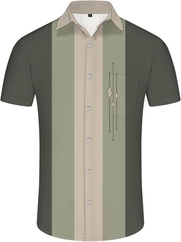 Men Button Bowling Hawaiian Shirt: Casual Summer Beach Short Sleeve Clothes in Saudi Arabia