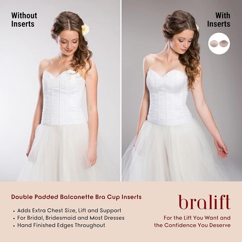 Double Padded Balconette Bra Cup Inserts, Adds Chest Contour & Support for Bridal, Bridesmaid & Dresses, Hand Finished Edges in Saudi Arabia