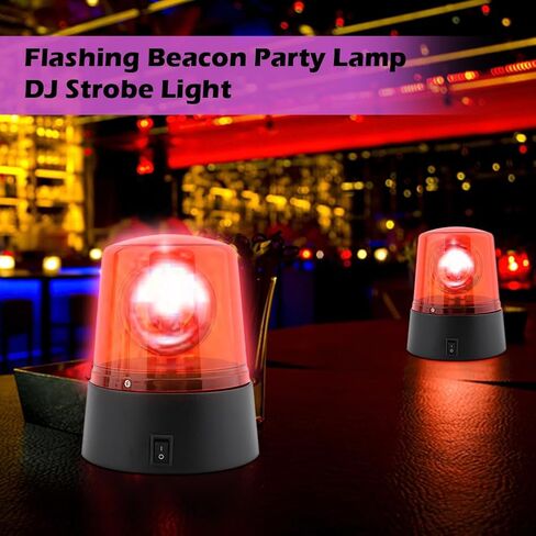 LED Strobe Light, DJ Flashing Stage Lights, Rotating Red Flashing Beacon Party Lamp Strobe Light with Switch Control for DJ Show Bar(1PC,Color:Red) in Saudi Arabia