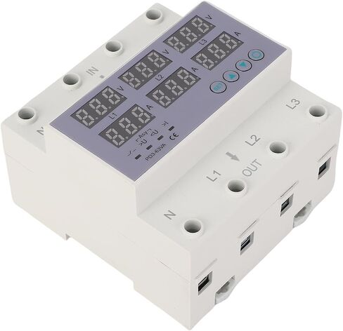 3 Phase DIN Rail Voltmeter Voltage and Current Protector Digital Display 3 Phase Voltage Monitoring Sequence Relay AC 390‑500V (63A) in Kuwait