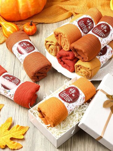 12 Pcs Fall Scarf for Women Soft Cotton Hemp Scarf Fall Gifts for Women Long Head Wraps Shawl Hijab for Mom Female Sister Autumn Thanksgiving Birthday Wedding Party Favors in Saudi Arabia
