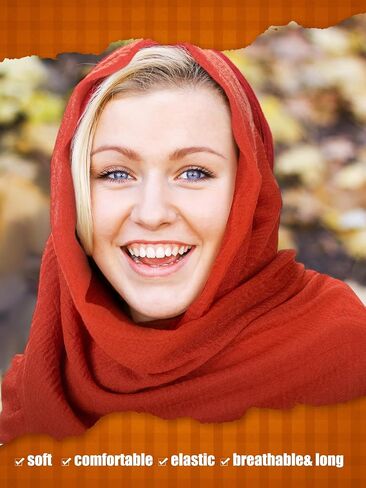 12 Pcs Fall Scarf for Women Soft Cotton Hemp Scarf Fall Gifts for Women Long Head Wraps Shawl Hijab for Mom Female Sister Autumn Thanksgiving Birthday Wedding Party Favors in Saudi Arabia