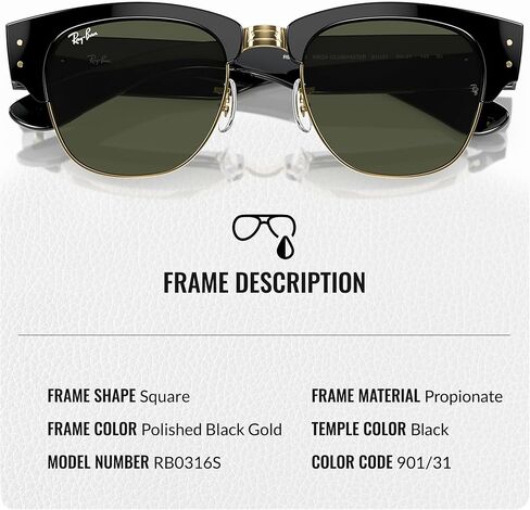 Ray-Ban RB0316S MEGA CLUBMASTER Square Shaped Sunglasses for Men & Women with Official RAYBAN Eyewear Kit in Saudi Arabia