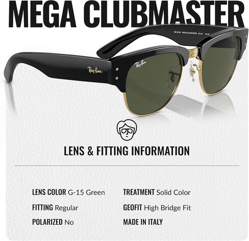 Ray-Ban RB0316S MEGA CLUBMASTER Square Shaped Sunglasses for Men & Women with Official RAYBAN Eyewear Kit in Saudi Arabia