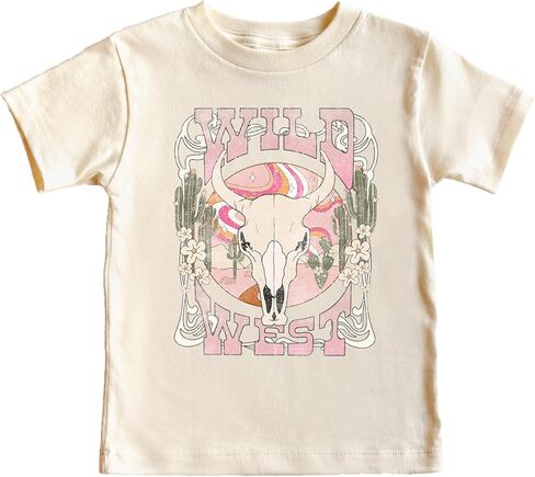 Olive Loves Apple Wild West Shirt for Toddlers and Girls Pink Desert Cowgirl Western Graphic Tee in Saudi Arabia