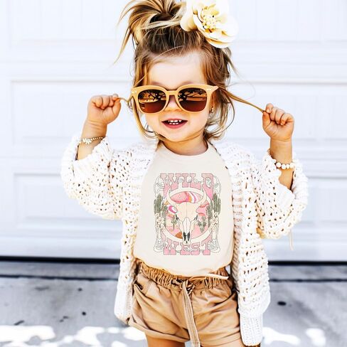 Olive Loves Apple Wild West Shirt for Toddlers and Girls Pink Desert Cowgirl Western Graphic Tee in Saudi Arabia