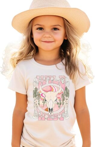 Olive Loves Apple Wild West Shirt for Toddlers and Girls Pink Desert Cowgirl Western Graphic Tee in Saudi Arabia