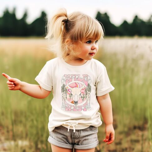 Olive Loves Apple Wild West Shirt for Toddlers and Girls Pink Desert Cowgirl Western Graphic Tee in Saudi Arabia