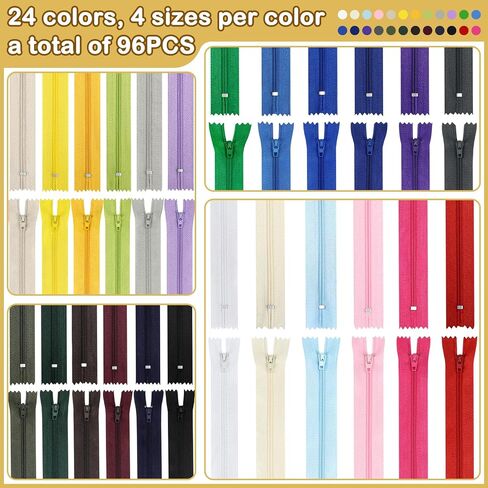 Zippers for Sewing, DOITEM 48 pcs 60cm/24 Inch Zippers Multicolor Nylon Coil Zippers for Sewing and Crafts 24 Colors in Kuwait