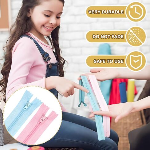Zippers for Sewing, DOITEM 48 pcs 60cm/24 Inch Zippers Multicolor Nylon Coil Zippers for Sewing and Crafts 24 Colors in Kuwait