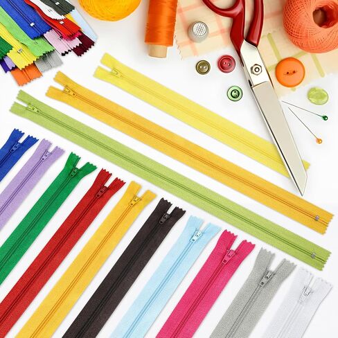 Zippers for Sewing, DOITEM 48 pcs 60cm/24 Inch Zippers Multicolor Nylon Coil Zippers for Sewing and Crafts 24 Colors in Kuwait