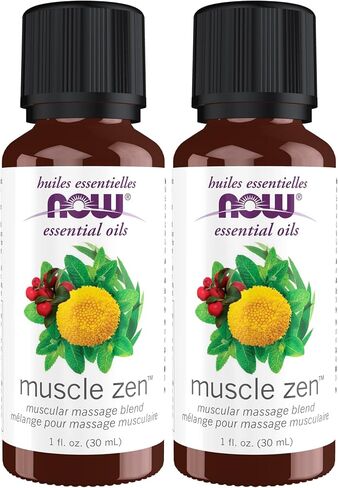 الزيوت العطرية من NOW Foods، مزيج الزيوت العطرية Muscle Zen™ للتدليك الرياضي، مقطر بالبخار، 1 أونصة in Saudi Arabia