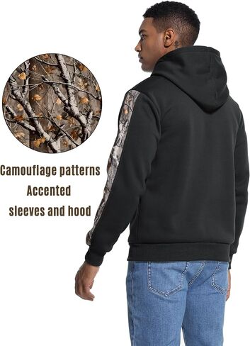 Leidowei Men's Camo Outfitter Fleece Hoodie Pullover Long Sleeve Casual Sweatshirt with Pocket in Kuwait