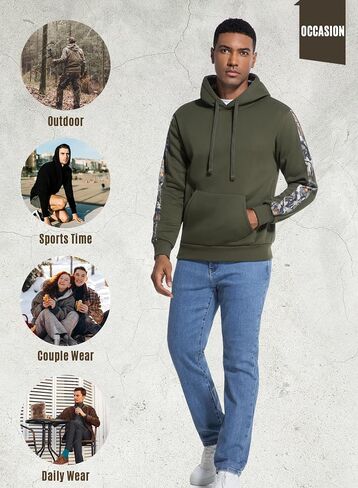 Leidowei Men's Camo Outfitter Fleece Hoodie Pullover Long Sleeve Casual Sweatshirt with Pocket in Kuwait